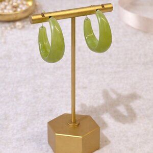 Light Green Chunky Hoop Earrings | Lightweight Plastic | Modern Minimal